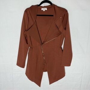Modelle Rust Brown Cotton Asymmetrical Zip Waist Jacket W Waterfall Front 8